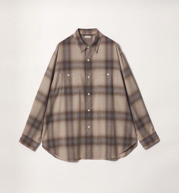 STEVEN ALAN「＜Steven Alan＞ ウール オンブレ チェック レギュラーカラー シャツ LOOSE」|シャツ・ブラウス|BEIGE