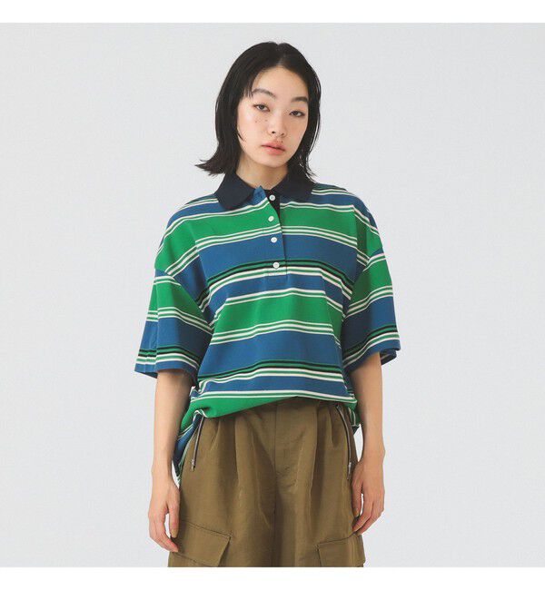 Ray BEAMS 「マルチ ボーダー ビッグ ポロ」|ポロシャツ|BLUE