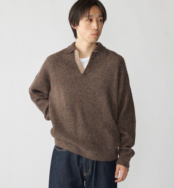 SHIPS「City Ambient Products: AZE スキッパー ポロシャツ」|ニット・セーター|ブラウン