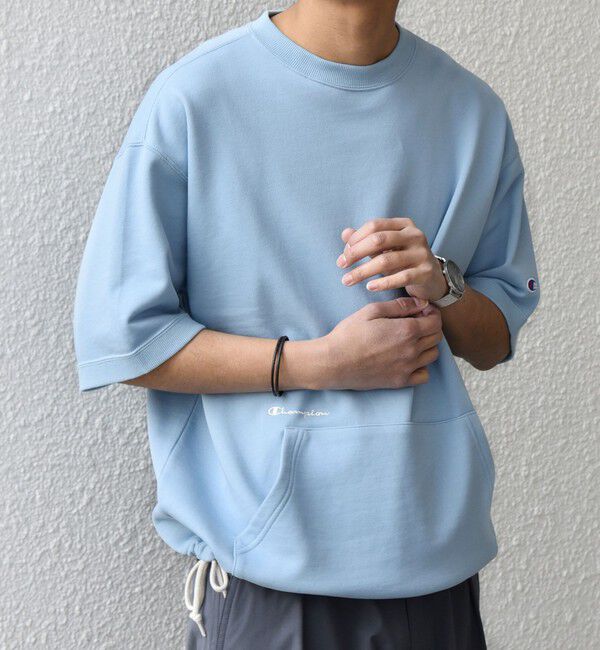 SHIPS any「【SHIPS any別注】Champion: ロゴ刺繍 スピンドル スウェット Tシャツ 26SS◇」|Tシャツ・カットソー|ライトブルー