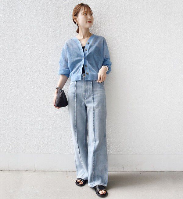 SHIPS for women「〈手洗い可能〉麻混 シアー Vネック カーディガン」|カーディガン|