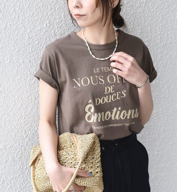 SHIPS Colors 「《追加予約》SHIPS Colors:〈洗濯機可能〉フロッキー コンビ プリント TEE◆」|Tシャツ・カットソー|ブラウン
