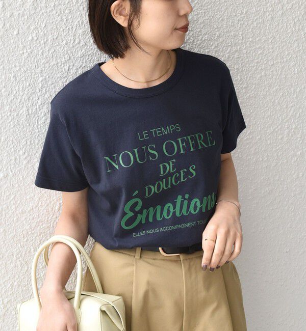 SHIPS Colors 「《追加予約》SHIPS Colors:〈洗濯機可能〉フロッキー コンビ プリント TEE◆」|Tシャツ・カットソー|ネイビー