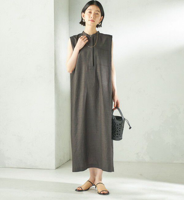 SHIPS for women「〈接触冷感/UVカット/吸水速乾/洗濯機可能〉SUUSUU タック スリーブ ワンピース」|ワンピース|