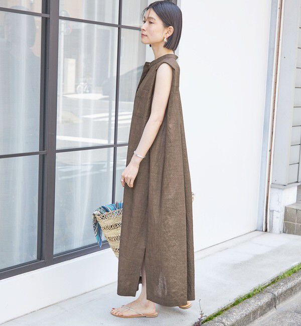 SHIPS for women「〈接触冷感/UVカット/吸水速乾/洗濯機可能〉SUUSUU タック スリーブ ワンピース」|ワンピース|