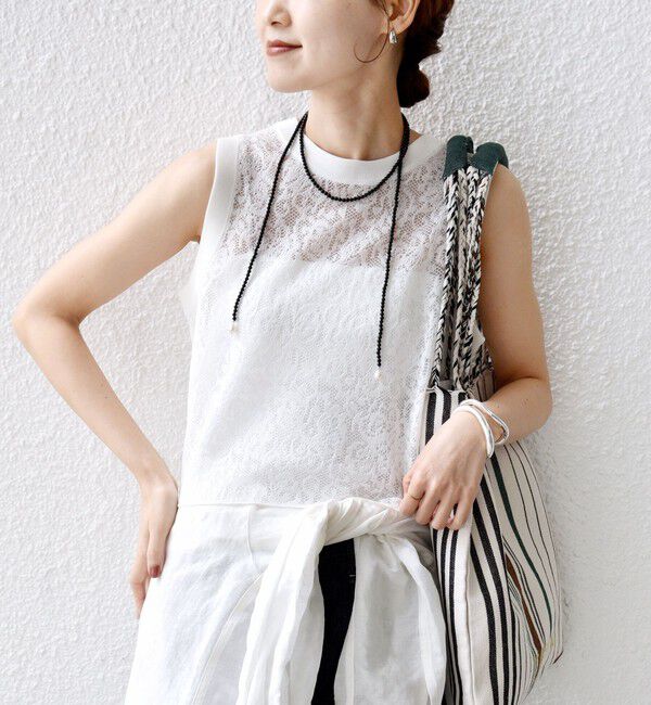 SHIPS for women「〈手洗い可能〉レース ジャカード 2WAY ノースリーブ カットソー」|Tシャツ・カットソー|