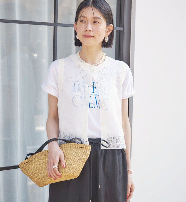 SHIPS for women「〈手洗い可能〉レース ジャカード 2WAY ノースリーブ カットソー」|Tシャツ・カットソー|