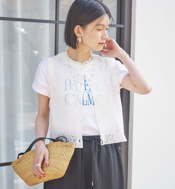 SHIPS for women「〈手洗い可能〉レース ジャカード 2WAY ノースリーブ カットソー」|Tシャツ・カットソー|