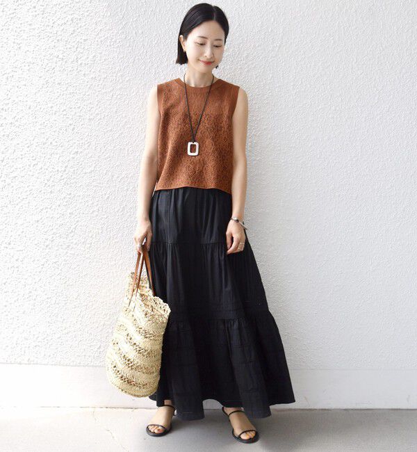 SHIPS for women「〈手洗い可能〉レース ジャカード 2WAY ノースリーブ カットソー」|Tシャツ・カットソー|
