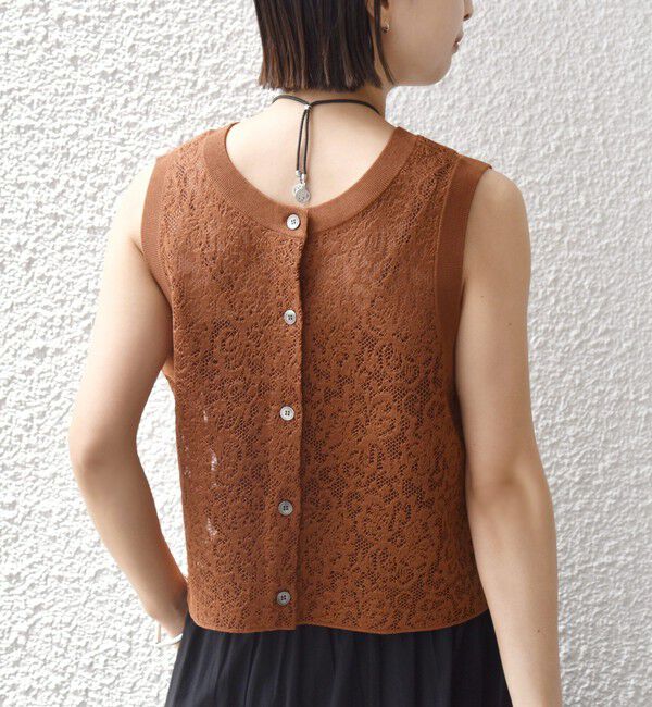 SHIPS for women「〈手洗い可能〉レース ジャカード 2WAY ノースリーブ カットソー」|Tシャツ・カットソー|