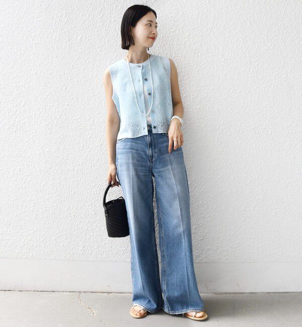 SHIPS for women「〈手洗い可能〉レース ジャカード 2WAY ノースリーブ カットソー」|Tシャツ・カットソー|