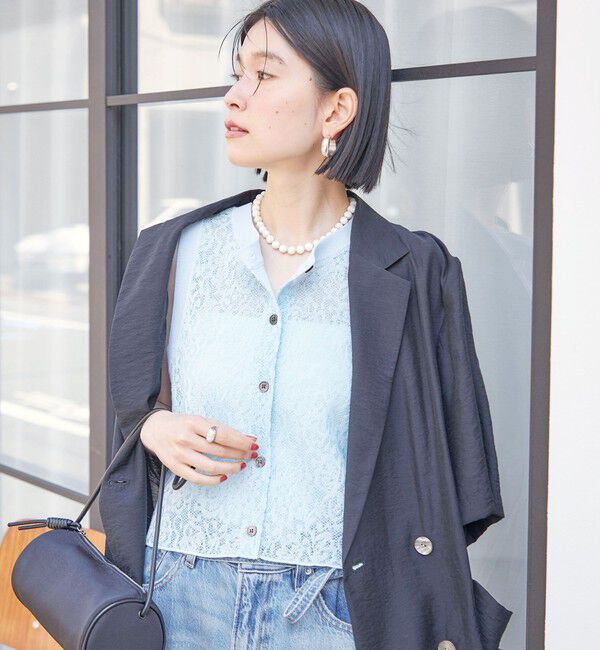 SHIPS for women「〈手洗い可能〉レース ジャカード 2WAY ノースリーブ カットソー」|Tシャツ・カットソー|