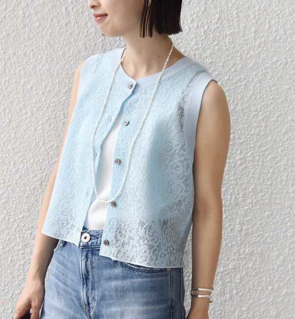 SHIPS for women「〈手洗い可能〉レース ジャカード 2WAY ノースリーブ カットソー」|Tシャツ・カットソー|