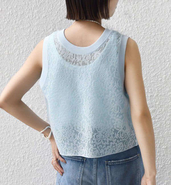 SHIPS for women「〈手洗い可能〉レース ジャカード 2WAY ノースリーブ カットソー」|Tシャツ・カットソー|