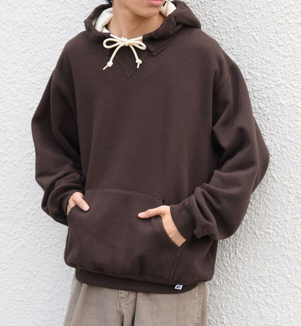 SHIPS any「【SHIPS any別注】RUSSELL ATHLETIC: ワンポイント ロゴ 裏起毛 プルオーバー パーカー◆」|パーカー|ブラウン