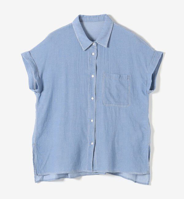 quaranciel「quaranciel:〈手洗い可能〉シアー デニム フレンチスリーブ レギュラー シャツ」|シャツ・ブラウス|