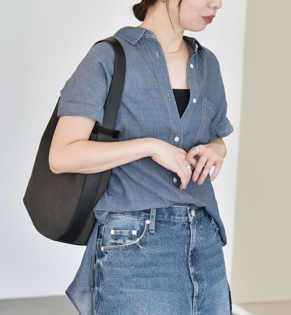 quaranciel「quaranciel:〈手洗い可能〉シアー デニム フレンチスリーブ レギュラー シャツ」|シャツ・ブラウス|