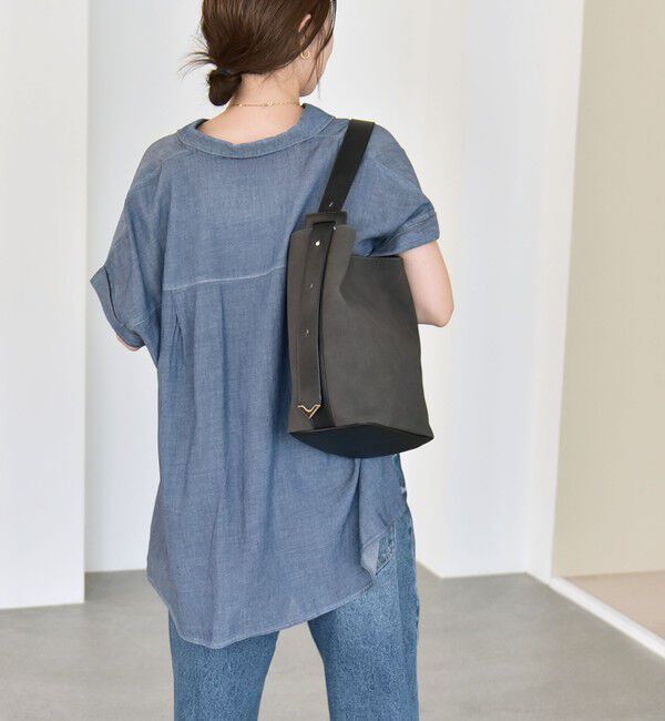quaranciel「quaranciel:〈手洗い可能〉シアー デニム フレンチスリーブ レギュラー シャツ」|シャツ・ブラウス|