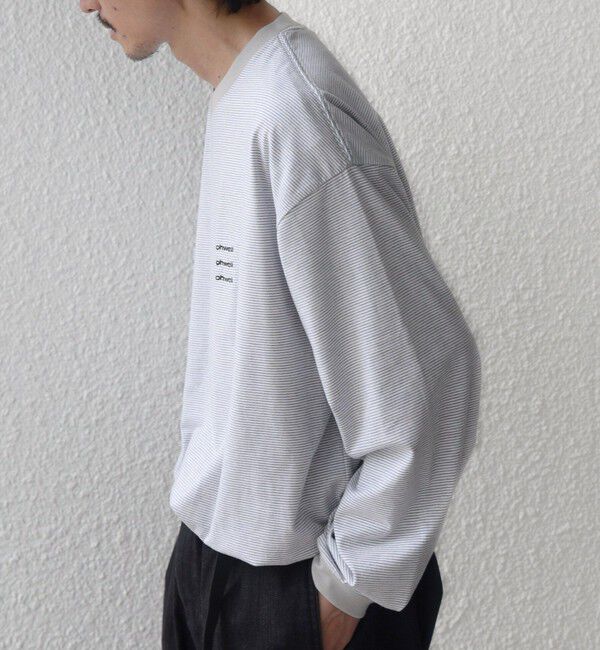 SHIPS any「【SHIPS any別注】ohwell: ワンポイント ロゴ 刺繍 ボーダー リンガー Tシャツ(ロンT)◆」|Tシャツ・カットソー|