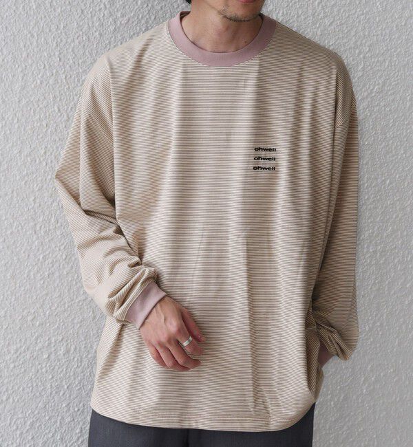 SHIPS any「【SHIPS any別注】ohwell: ワンポイント ロゴ 刺繍 ボーダー リンガー Tシャツ(ロンT)◆」|Tシャツ・カットソー|コーラル