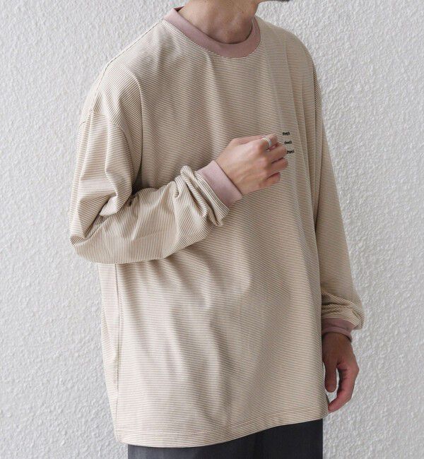SHIPS any「【SHIPS any別注】ohwell: ワンポイント ロゴ 刺繍 ボーダー リンガー Tシャツ(ロンT)◆」|Tシャツ・カットソー|