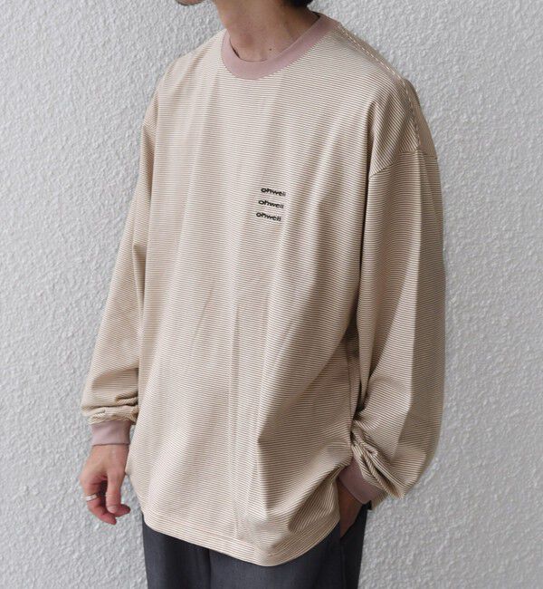 SHIPS any「【SHIPS any別注】ohwell: ワンポイント ロゴ 刺繍 ボーダー リンガー Tシャツ(ロンT)◆」|Tシャツ・カットソー|