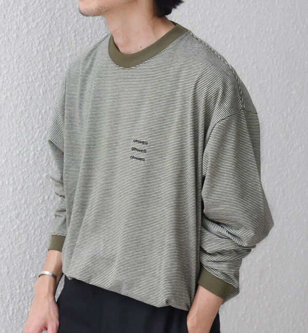SHIPS any「【SHIPS any別注】ohwell: ワンポイント ロゴ 刺繍 ボーダー リンガー Tシャツ(ロンT)◆」|Tシャツ・カットソー|