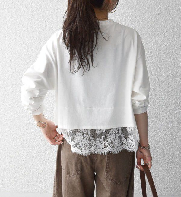 SHIPS any「《予約》SHIPS any:〈洗濯機可能〉ジップ レース ヘム ロングスリーブ TEE」|Tシャツ・カットソー|
