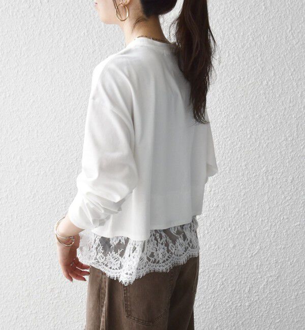 SHIPS any「《予約》SHIPS any:〈洗濯機可能〉ジップ レース ヘム ロングスリーブ TEE」|Tシャツ・カットソー|