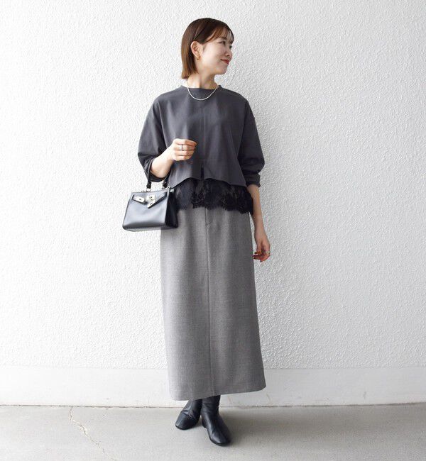 SHIPS any「《予約》SHIPS any:〈洗濯機可能〉ジップ レース ヘム ロングスリーブ TEE」|Tシャツ・カットソー|