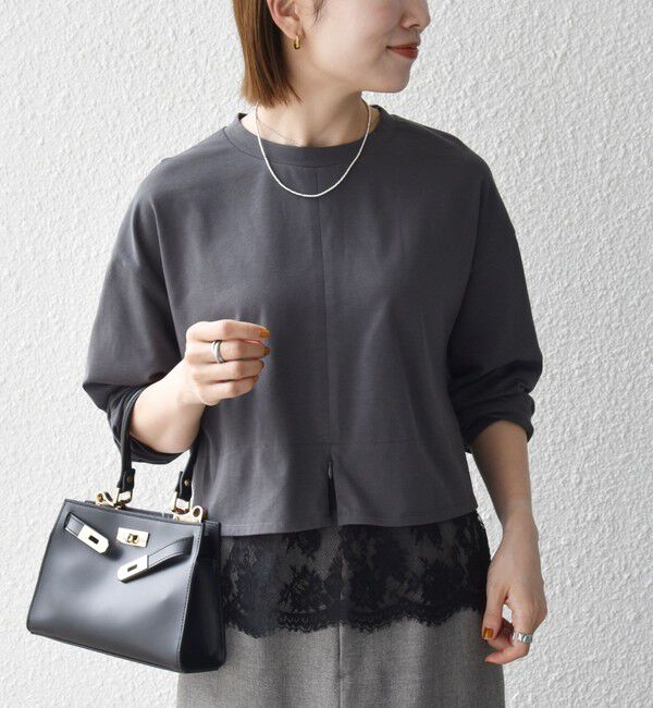 SHIPS any「《予約》SHIPS any:〈洗濯機可能〉ジップ レース ヘム ロングスリーブ TEE」|Tシャツ・カットソー|