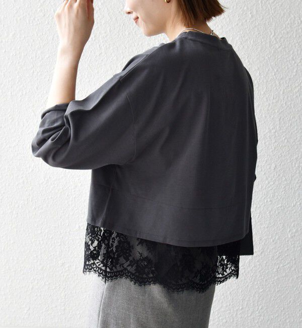 SHIPS any「《予約》SHIPS any:〈洗濯機可能〉ジップ レース ヘム ロングスリーブ TEE」|Tシャツ・カットソー|