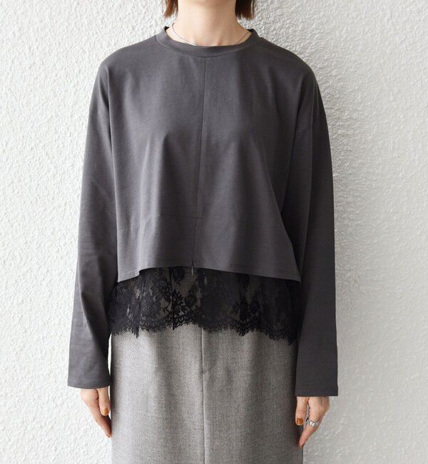 SHIPS any「《予約》SHIPS any:〈洗濯機可能〉ジップ レース ヘム ロングスリーブ TEE」|Tシャツ・カットソー|
