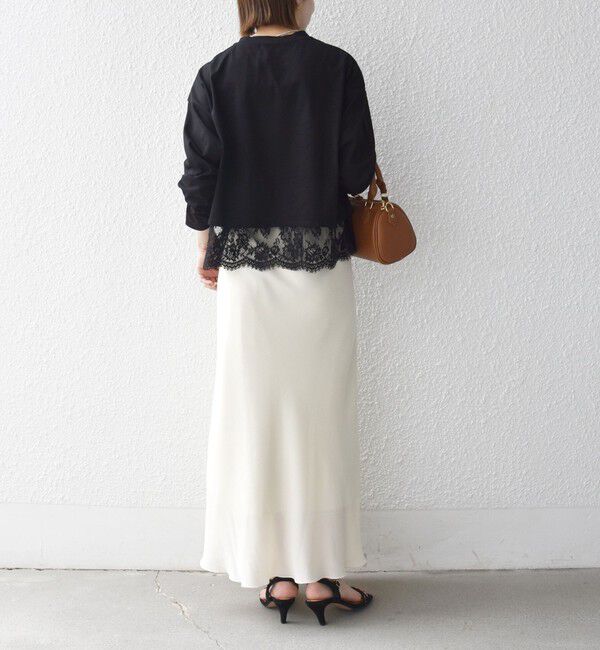 SHIPS any「《予約》SHIPS any:〈洗濯機可能〉ジップ レース ヘム ロングスリーブ TEE」|Tシャツ・カットソー|
