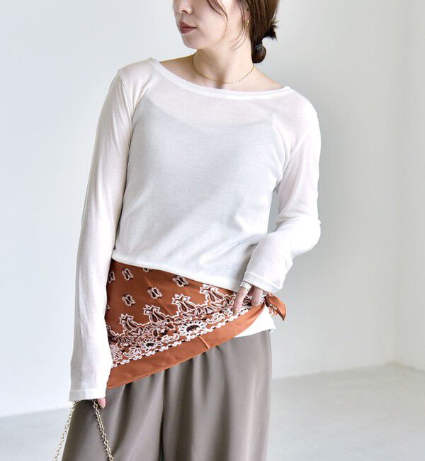 quaranciel「《予約》quaranciel:〈手洗い可能〉ウール ミックス シアー ボートネック プルオーバー」|Tシャツ・カットソー|