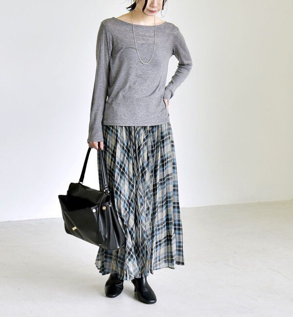 quaranciel「《予約》quaranciel:〈手洗い可能〉ウール ミックス シアー ボートネック プルオーバー」|Tシャツ・カットソー|