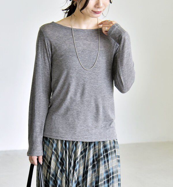 quaranciel「《予約》quaranciel:〈手洗い可能〉ウール ミックス シアー ボートネック プルオーバー」|Tシャツ・カットソー|