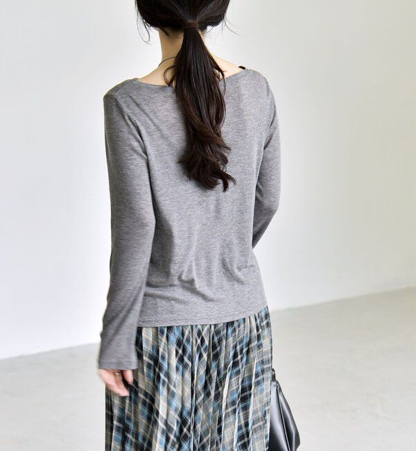 quaranciel「《予約》quaranciel:〈手洗い可能〉ウール ミックス シアー ボートネック プルオーバー」|Tシャツ・カットソー|