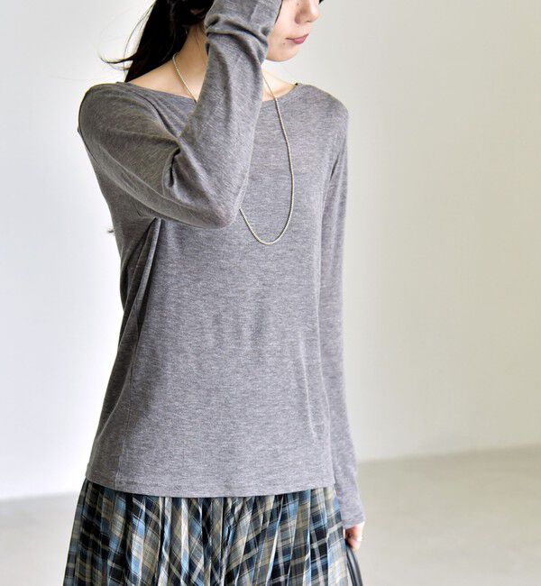 quaranciel「《予約》quaranciel:〈手洗い可能〉ウール ミックス シアー ボートネック プルオーバー」|Tシャツ・カットソー|