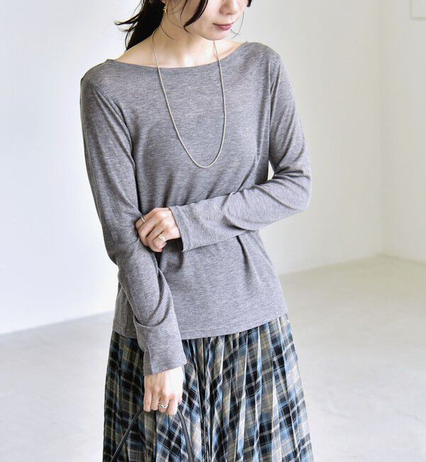 quaranciel「《予約》quaranciel:〈手洗い可能〉ウール ミックス シアー ボートネック プルオーバー」|Tシャツ・カットソー|