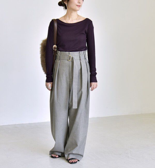 quaranciel「《予約》quaranciel:〈手洗い可能〉ウール ミックス シアー ボートネック プルオーバー」|Tシャツ・カットソー|