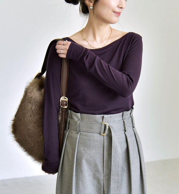 quaranciel「《予約》quaranciel:〈手洗い可能〉ウール ミックス シアー ボートネック プルオーバー」|Tシャツ・カットソー|