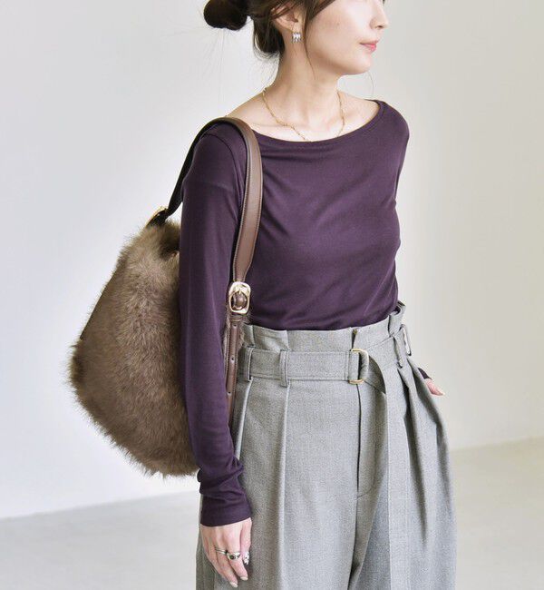 quaranciel「《予約》quaranciel:〈手洗い可能〉ウール ミックス シアー ボートネック プルオーバー」|Tシャツ・カットソー|