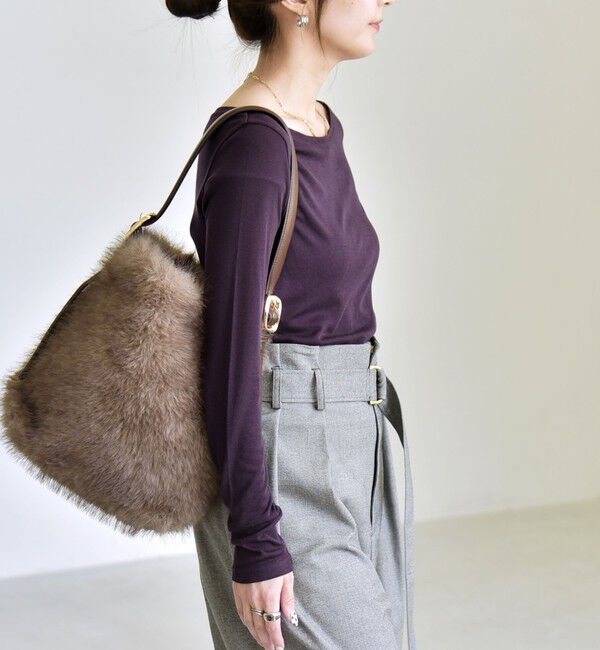 quaranciel「《予約》quaranciel:〈手洗い可能〉ウール ミックス シアー ボートネック プルオーバー」|Tシャツ・カットソー|