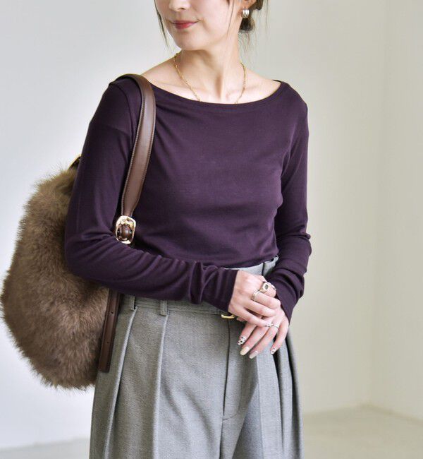 quaranciel「《予約》quaranciel:〈手洗い可能〉ウール ミックス シアー ボートネック プルオーバー」|Tシャツ・カットソー|