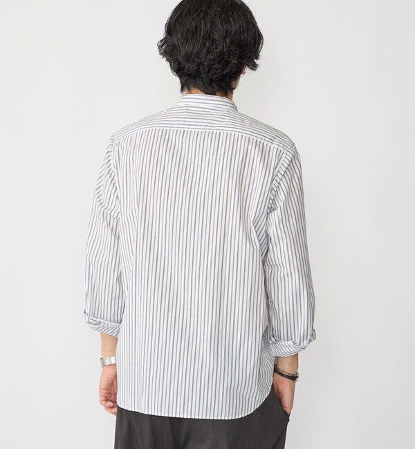SHIPS「SHIPS:〈MADE IN JAPAN〉バンドカラー タイプライター ストライプ シャツ」|シャツ・ブラウス|