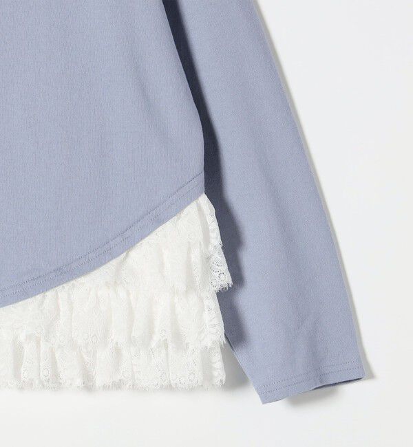 SHIPS any「《予約》SHIPS any:〈洗濯機可能〉レース ヘム アシンメトリー ロングスリーブ TEE」|Tシャツ・カットソー|