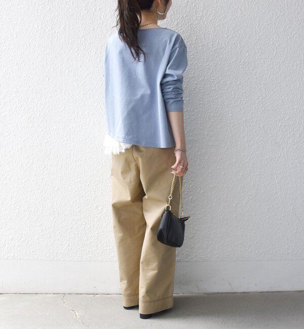 SHIPS any「《予約》SHIPS any:〈洗濯機可能〉レース ヘム アシンメトリー ロングスリーブ TEE」|Tシャツ・カットソー|