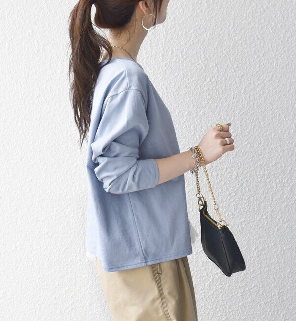 SHIPS any「《予約》SHIPS any:〈洗濯機可能〉レース ヘム アシンメトリー ロングスリーブ TEE」|Tシャツ・カットソー|