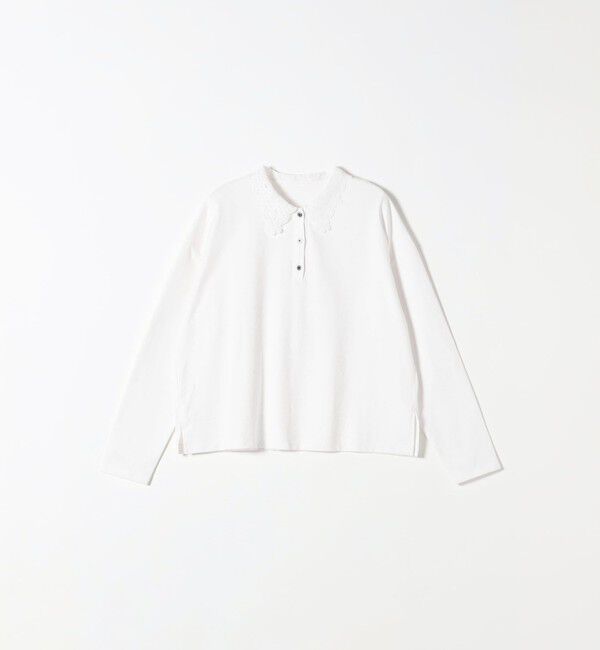 SHIPS any「《予約》SHIPS any:〈洗濯機可能〉レース カラー ロングスリーブ ポロ プルオーバー」|Tシャツ・カットソー|